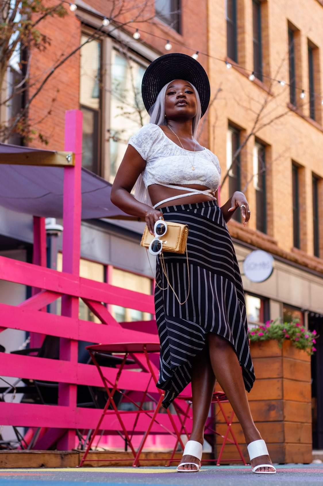 Short sleeve micro wrap top pictured on fashion blogger Abigail @abs_kyei