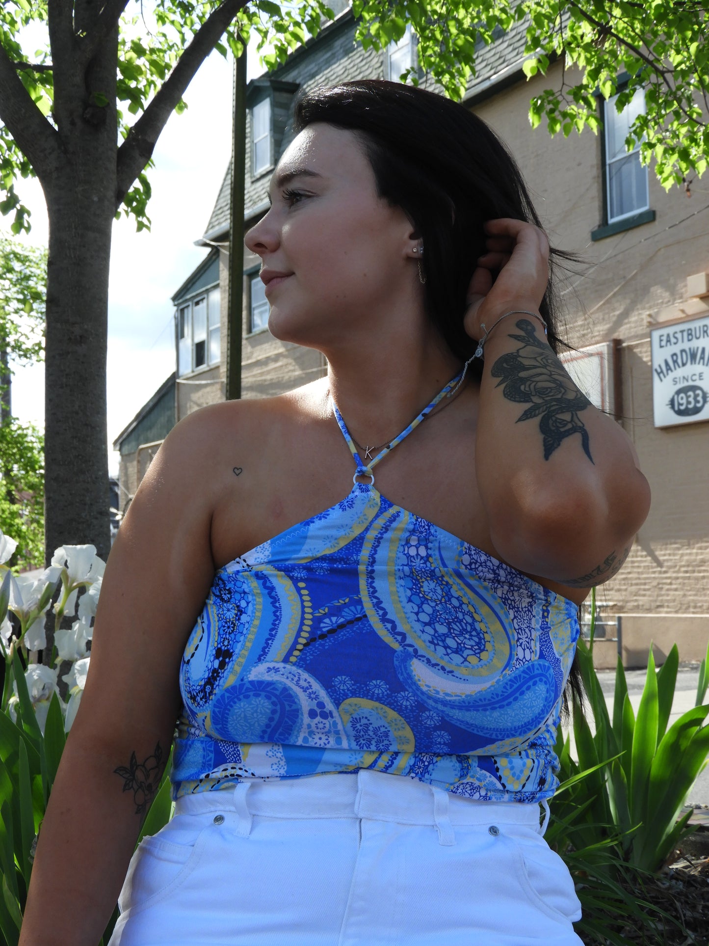 Paisley cropped halter top