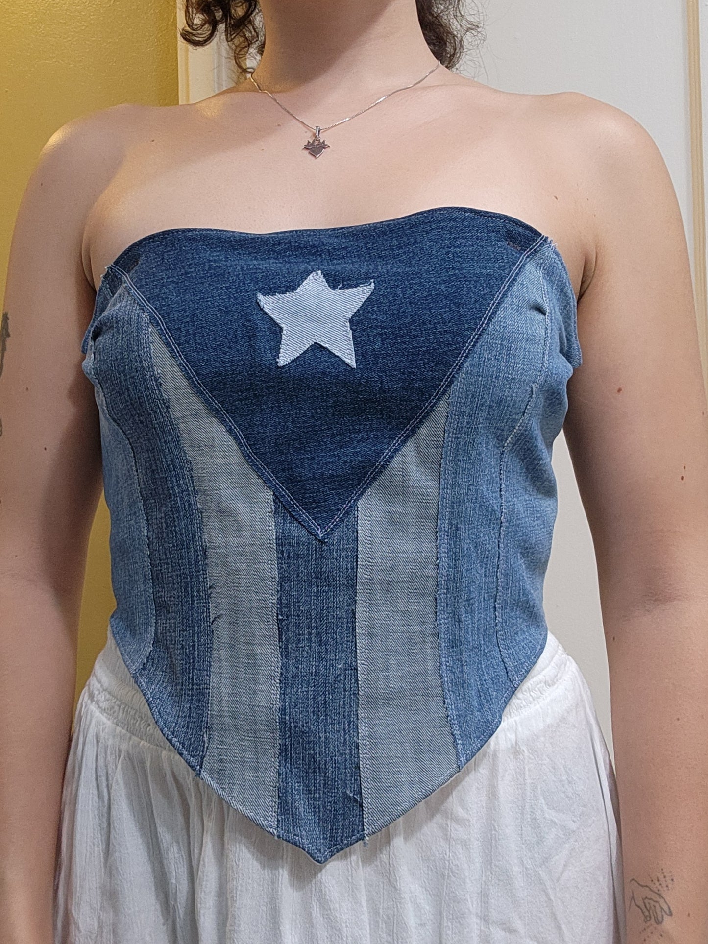 Boricua Denim Corset